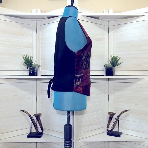 Vintage 90s Y2K Silk Patchwork Quilted Vest Size Medium - Picture 6 of 8